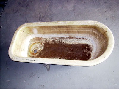 freestanding bath before repair
